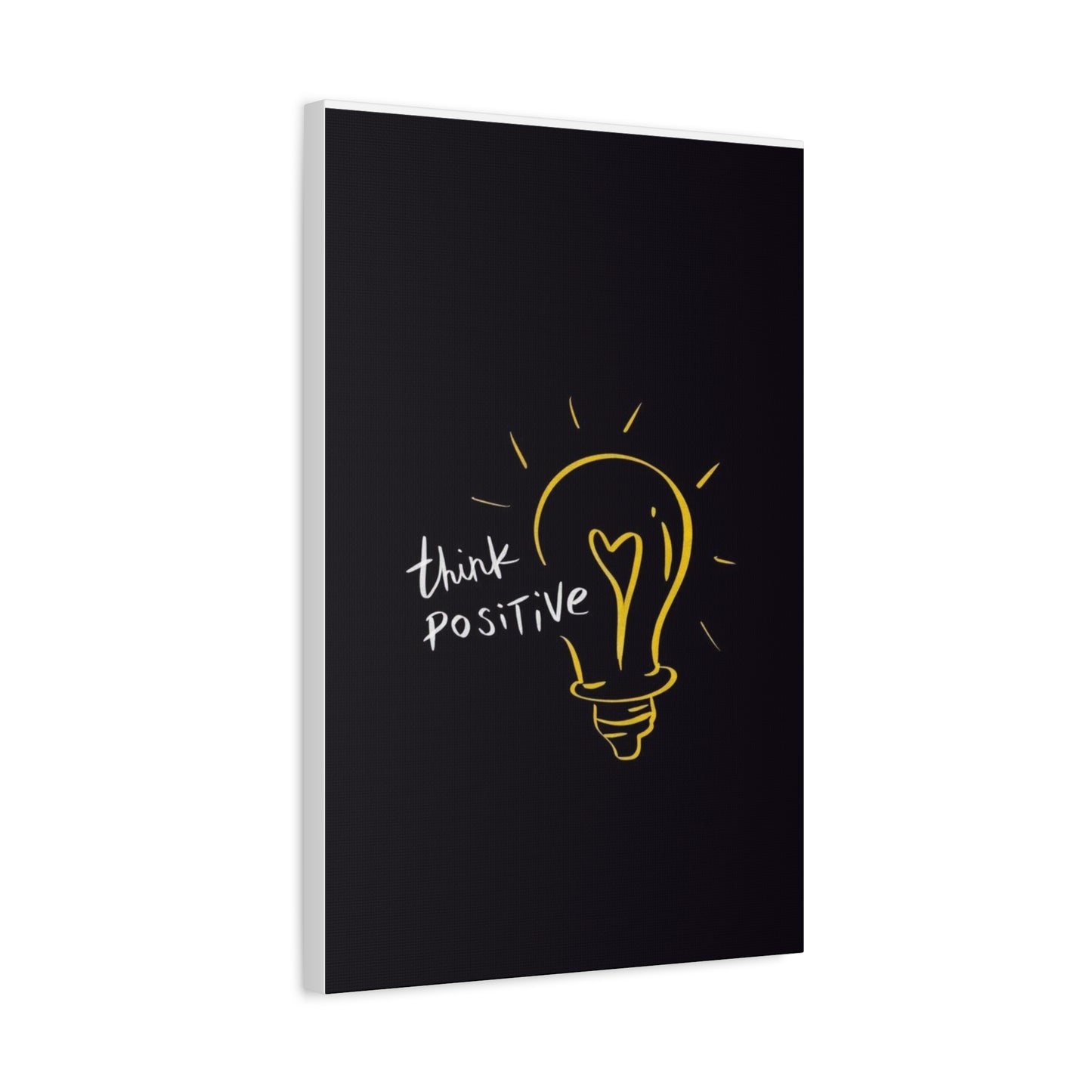 Inspirational Canvas Wall Art - "Think Positive" Light Bulb Design