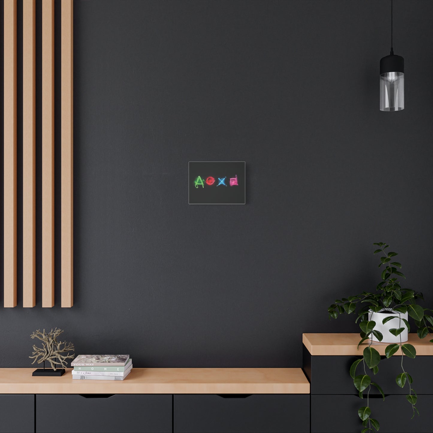 Colorful Gaming Wall Art Canvas - PS4 Controller Icon Decor