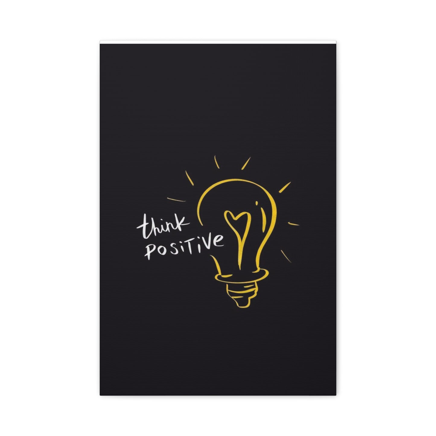 Inspirational Canvas Wall Art - "Think Positive" Light Bulb Design