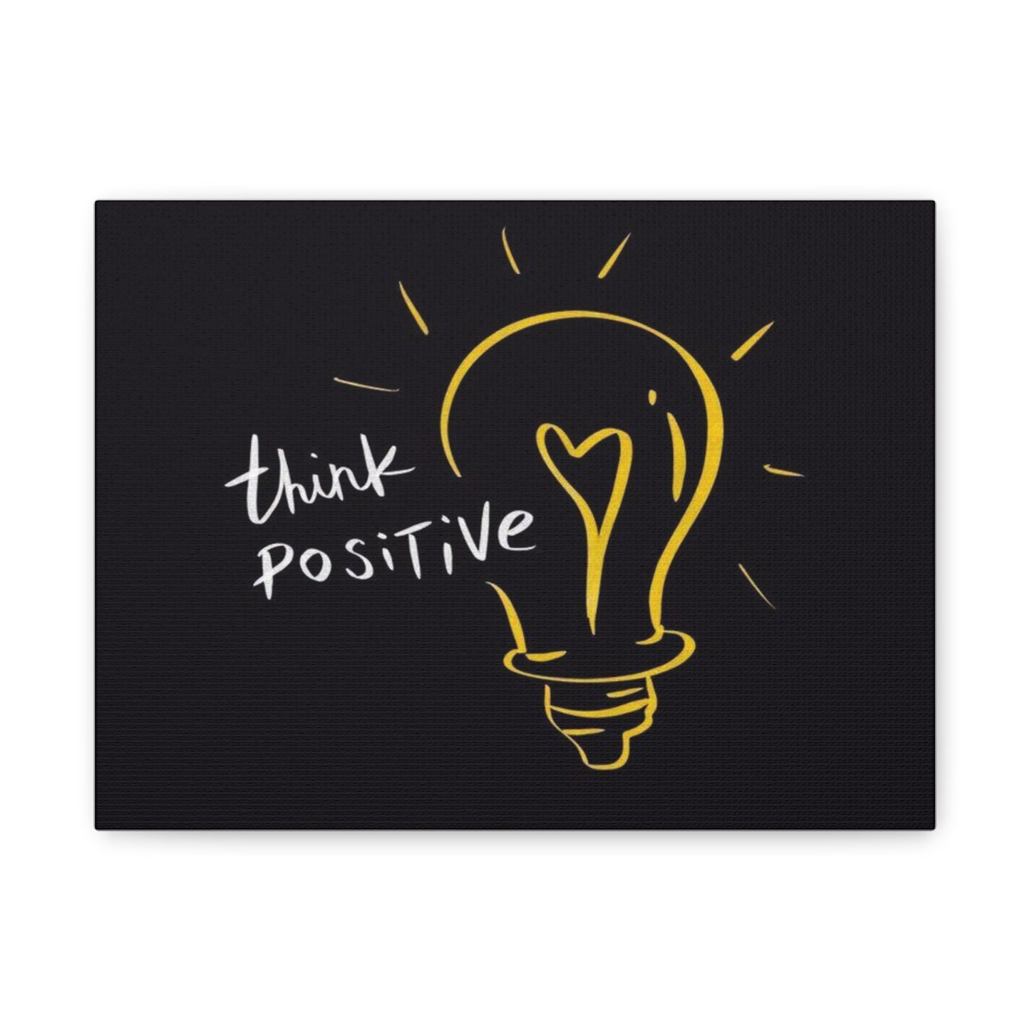 Inspirational Canvas Wall Art - "Think Positive" Light Bulb Design