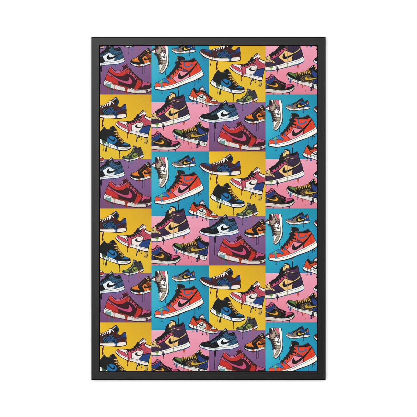 Colorful Sneaker Art Framed Poster - Perfect for Sneakerheads and Urban Aesthetics