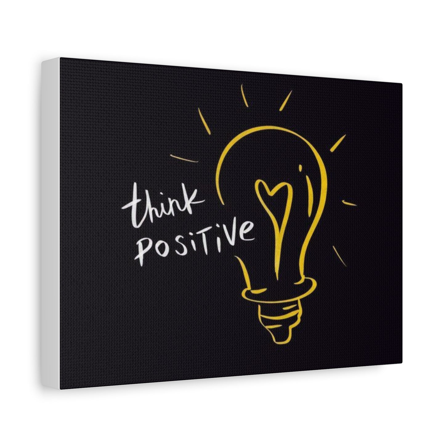 Inspirational Canvas Wall Art - "Think Positive" Light Bulb Design