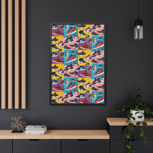 Colorful Sneaker Art Framed Poster - Perfect for Sneakerheads and Urban Aesthetics
