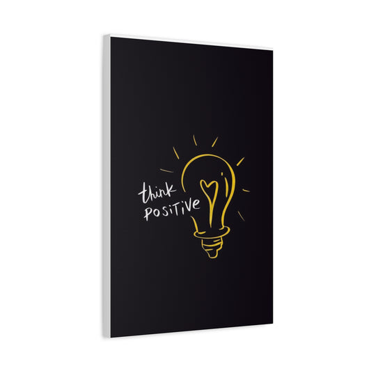 Inspirational Canvas Wall Art - "Think Positive" Light Bulb Design